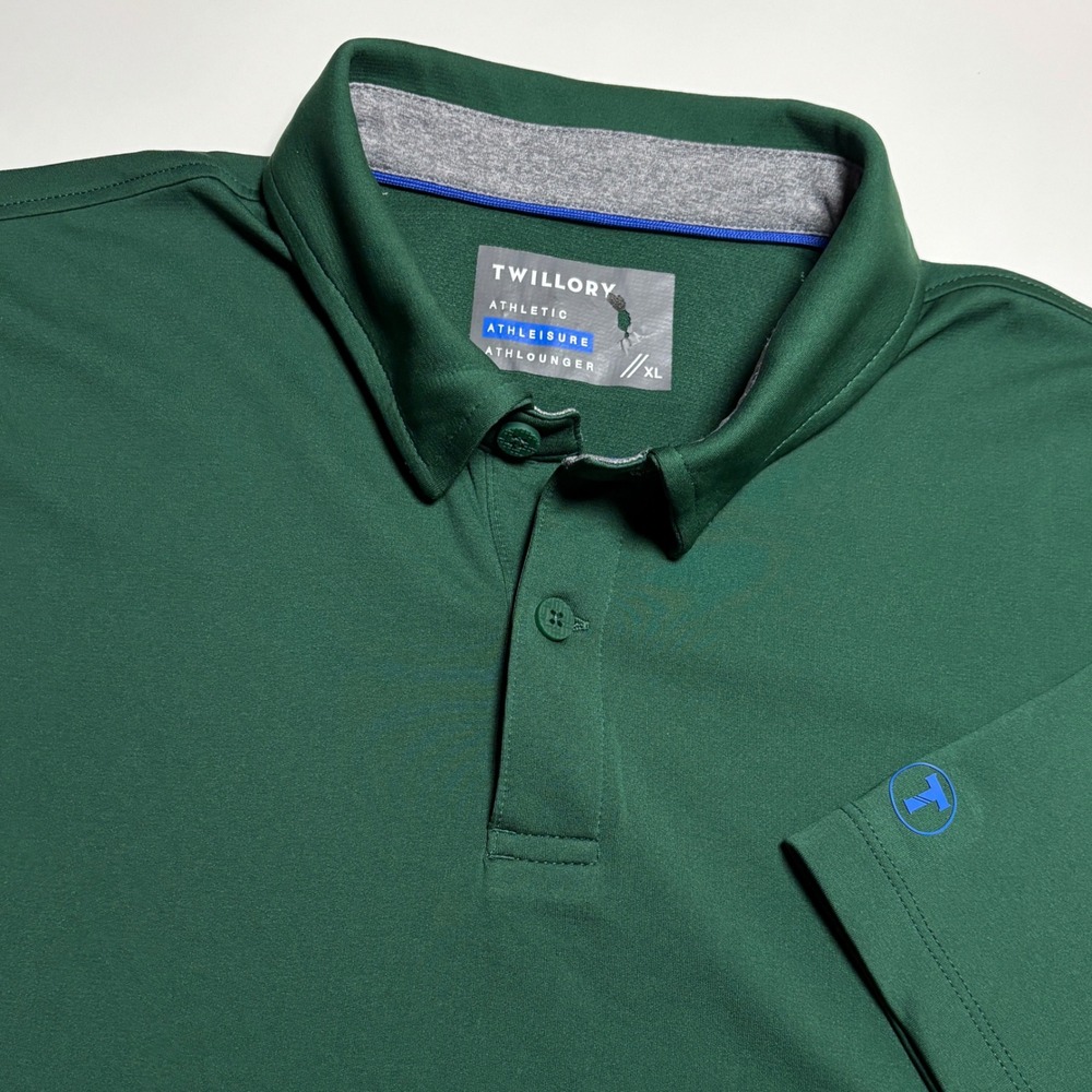 Twillory Athletic Performance Polo Shirt Mens XL Forest Green Short Sleeve Golf
